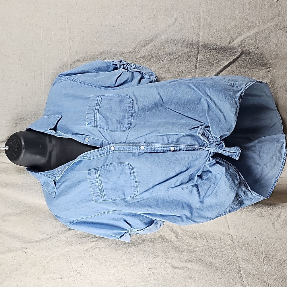 Express Short Sleeve Demin Button Shirt